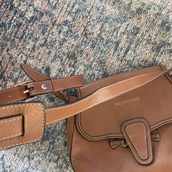 Valentino Lucy By Mario Leather Saddle Bag Brown Purse Shoulder Leather with Bag - Picture 7 of 14